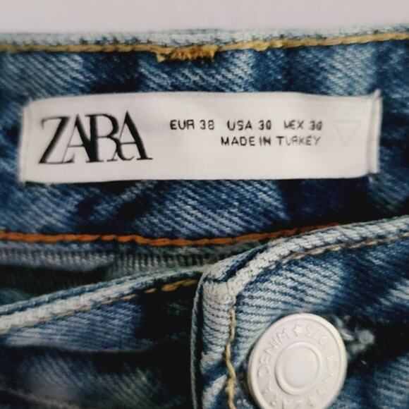 Zara Men's Straight Leg Distressed Button Fly Denim Jeans 30 x 30 - Picture 4 of 12